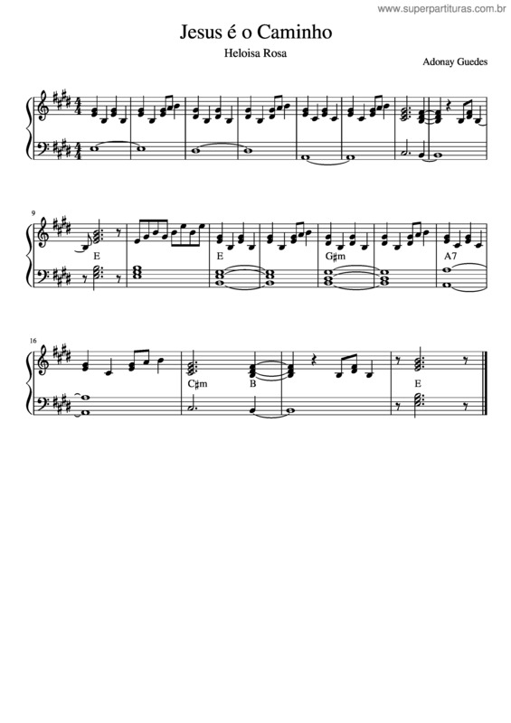 Partitura da música [Intro] Jesus É O Caminho – Heloisa Rosa